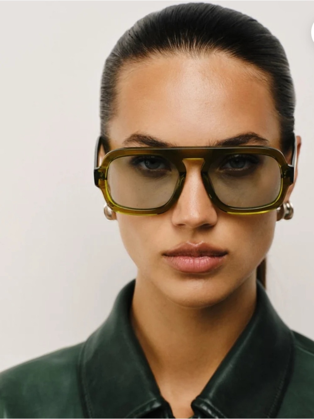 Eliza Johnson Olive Green Women's Sunglasses - Modern Geometric Frame - Picture 8 of 8